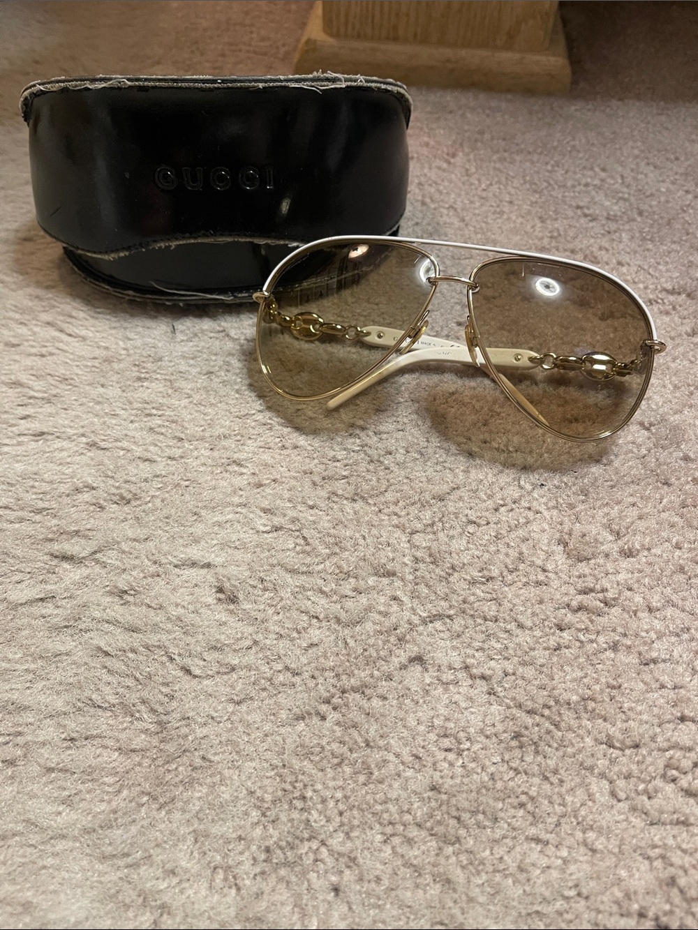 Gucci Gold Frame Sunglasses with Brown Gradient Lenses